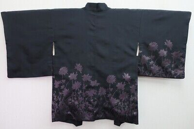 8432E2 Silk Vintage Japanese Kimono Haori Jacket Flower