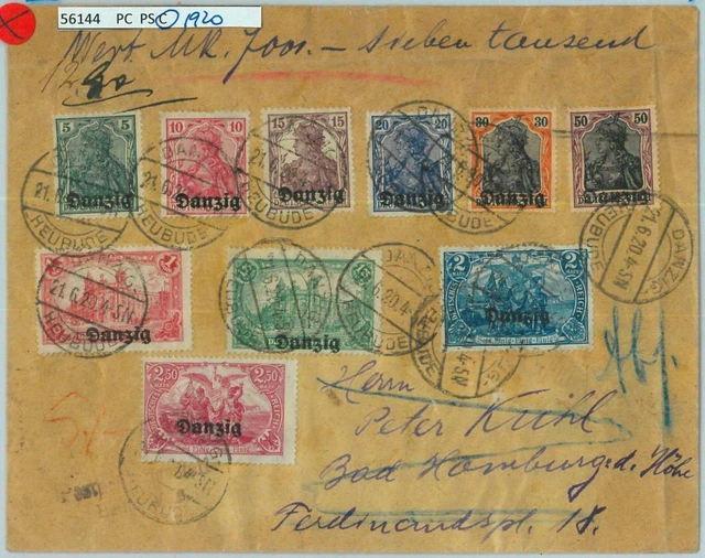 94189 -  DANZIG - POSTAL HISTORY - all OVERPRINTED STAMPS on COVER  1920