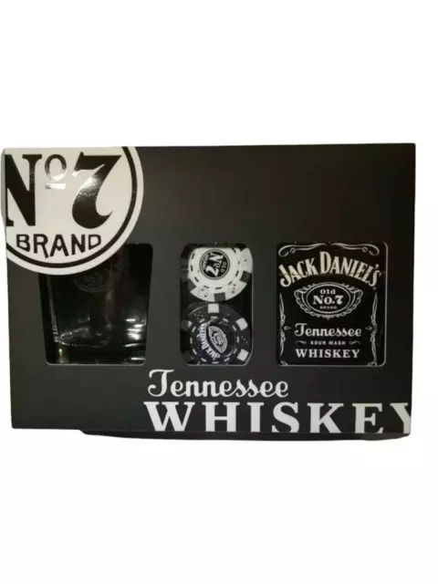 Juego de regalo nocturno de whisky oficial Jack Daniels antiguo n.o 7 fichas de whisky