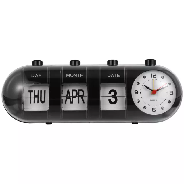 Perpetual Desk Calendar with Clock Manual Desktop Calendar Digital Date Month