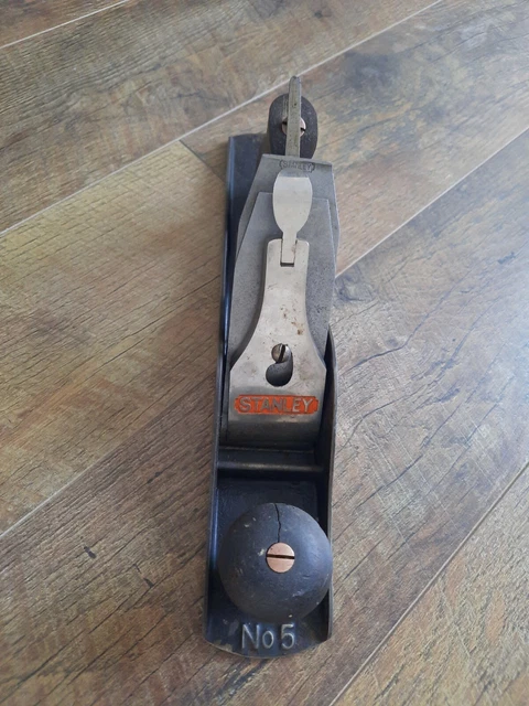 Vintage Stanley No.5 Smooth Bottom Wood Plane Sweetheart Blade