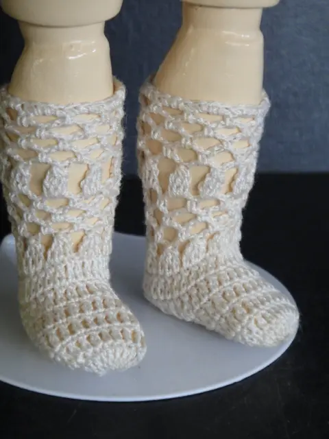 Socks Cotton for Doll 27 CM - Bleuette. to the / Of Hook Handmade Hand - Beige