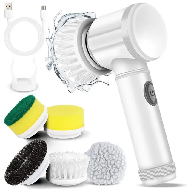 Cepillo de limpieza eléctrico con 5 cabezales de cepillo reemplazables fo