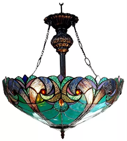 Ceiling Pendant Light Handcrafted  Victorian Tiffany Style Stained Glass