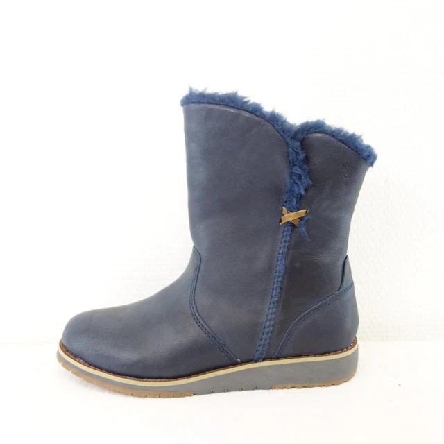 Emu Chaussures Femmes Bottes Bleu Cuir Mouton Fourrure (36) 37 Plage Bas Neuf