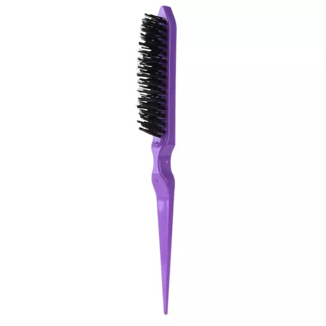 fr Boar Bristle Comb with Pointed Tail Wooden Handle Dyeing Comb (Purple)