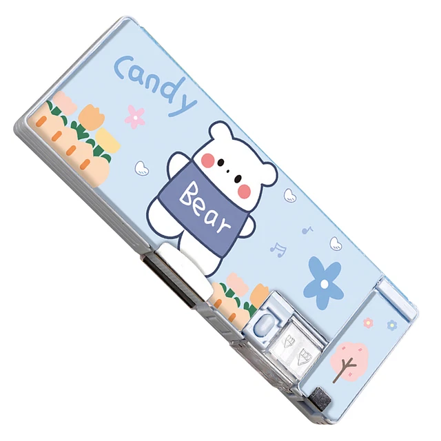 (Bear)Large Pencil Case Portable Lightweight Cartoon Pen Bag For Office