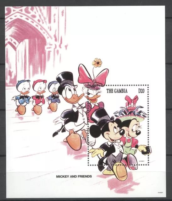 Walt Disney, Donald, Mickey - Gambia - 1 Bl. ** MNH
