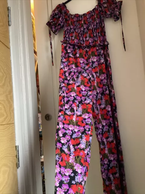 Tuta floreale stampa floreale multicolore tuta UK 12 ragazze su pellicola nuova £29