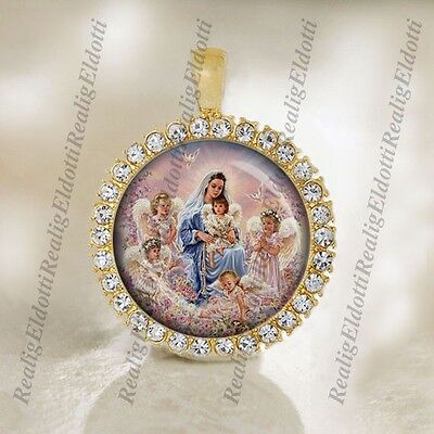 Blessed Mother Virgin Mary And Angels Religious Christian Catholic Gold Medal