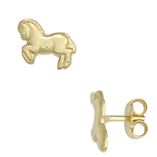 JOBO  "42929" Kinder Ohrstecker Pferd Pferde 333 Gold Gelbgold Ohrringe Kinderoh