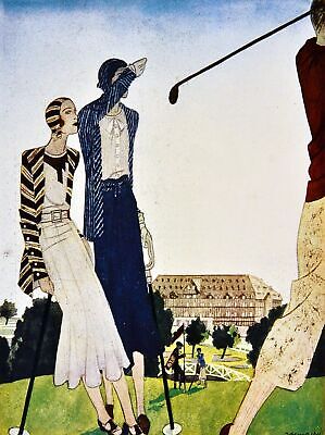 Decor Poster.Interior design Art Nouveau.Deco fashion golf woman.6291