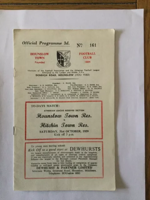 HOUNSLOW TOWN Res v HITCHIN TOWN Res 1959/0.