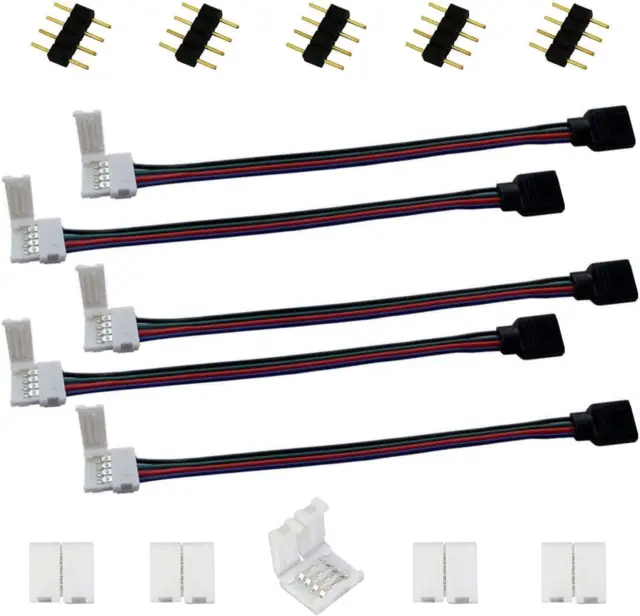 LitaElek 10pcs RGB 5050 LED Strip Connector 4 Broches Connecteur à