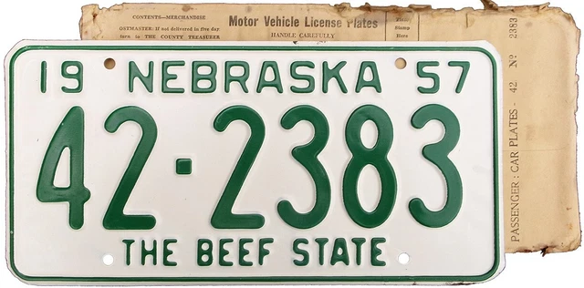 1957 NEBRASKA  license plate (GIBBY NOS)
