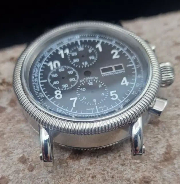 Watch case and black dial for ETA Valjoux 7750 swiss made movement new - saphir Watch case and black dial for ETA Valjoux 7750 swiss made movement new - saphir