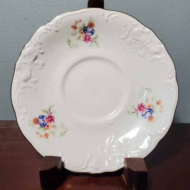 Vintage Wawel Moulded Floral Earthenware Saucer 5 7/8" Made in Poland