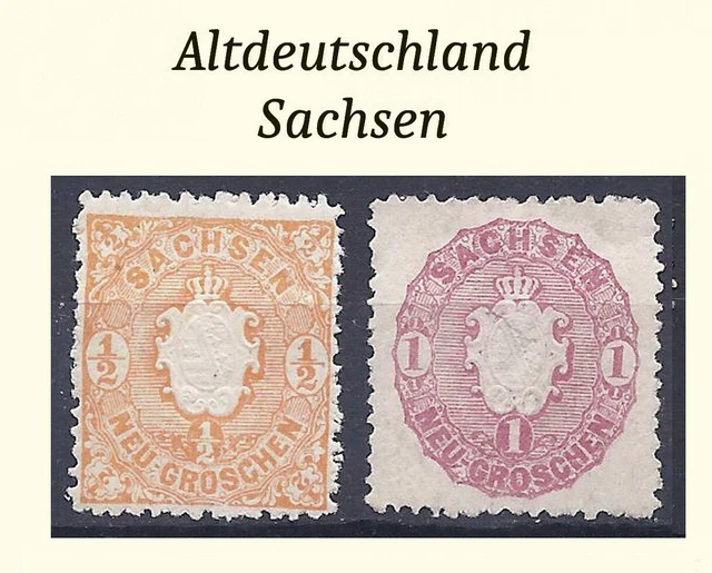 Altdeutschland Sachsen Lot 2 schöne Marken MiNr. 15 + 16, ungest. beide m. G.