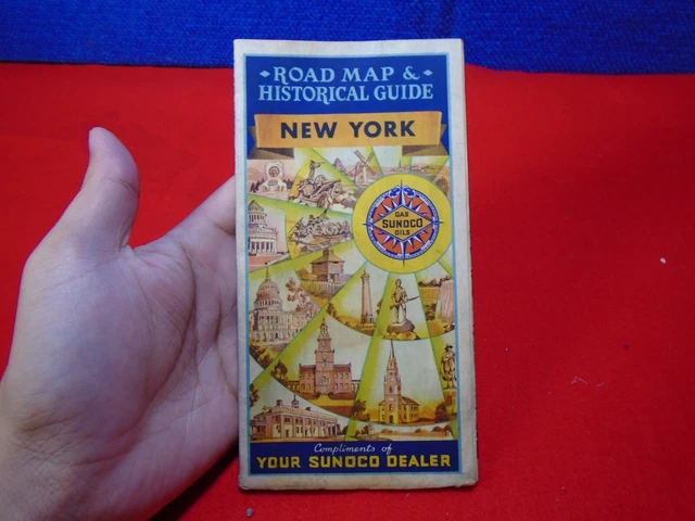 1960'S Era Vintage Folding Road Map  Xx-39 **Sunoco Gas. New York**