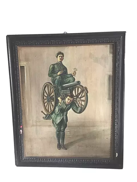 Del Mastro Nanni autoritratto  firmato dedica alpini grande guerra WWI