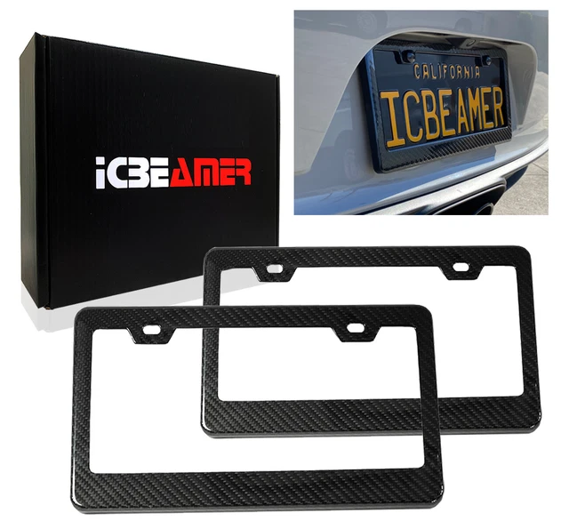 JDM 2 pcs 100% Real Carbon Fiber Sun Water Weather Proof License Plate Fame S19