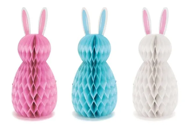 3 X 30cm Honeycomb Paper Bunnies Rabbit Easter Egg Hanging Decorations Party