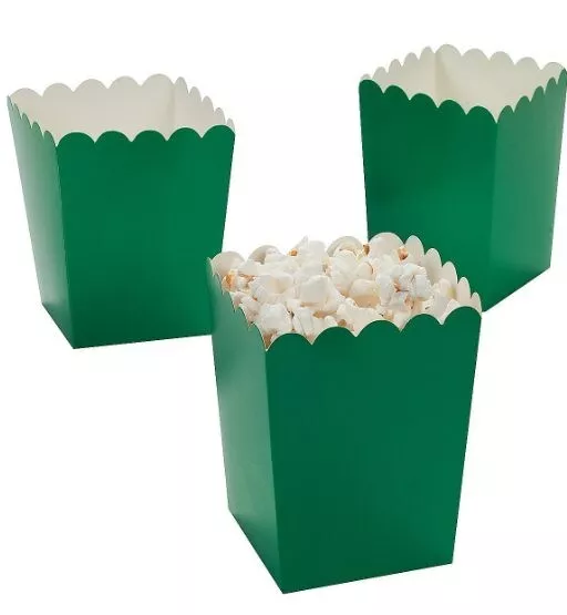 Pack of 12 - Green Popcorn Boxes -  Party Box Favors