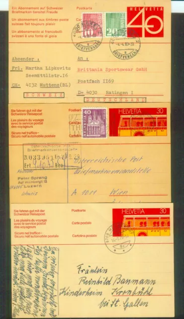 3 gelaufene Postkarten aus der Schweiz: von 1975-1980, gestempelt