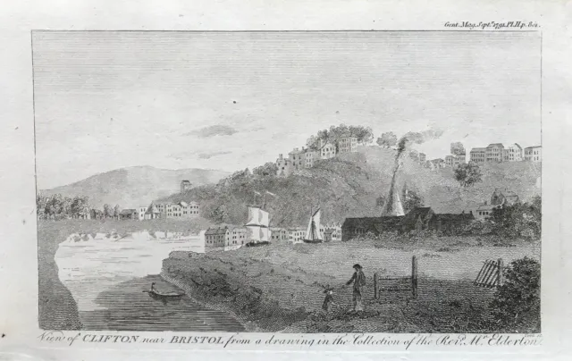 1791 Antique Print; A View of Clifton near Bristol