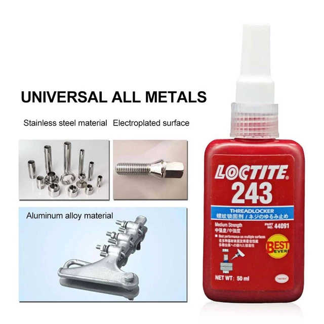 LOCTITE 243 THREADLOCK Medium Strength Metal Bolt Screw Retainer Glue