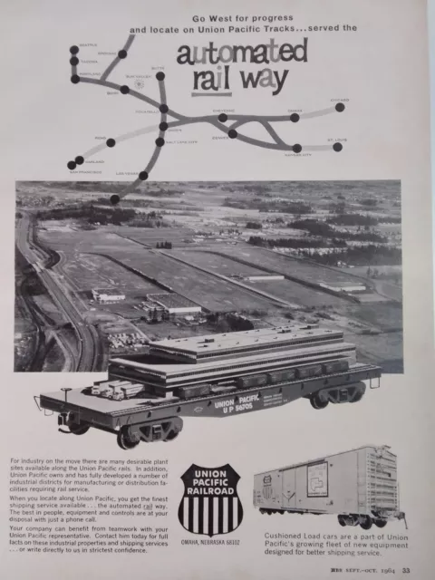 Union Pacific Railroad Print Ad Original Rare Vtg 1964 Madmen Omaha NE