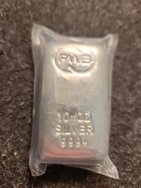 10 Ounce SILVER CAST BAR P W BECK. 999+ Fine Silver Bullion