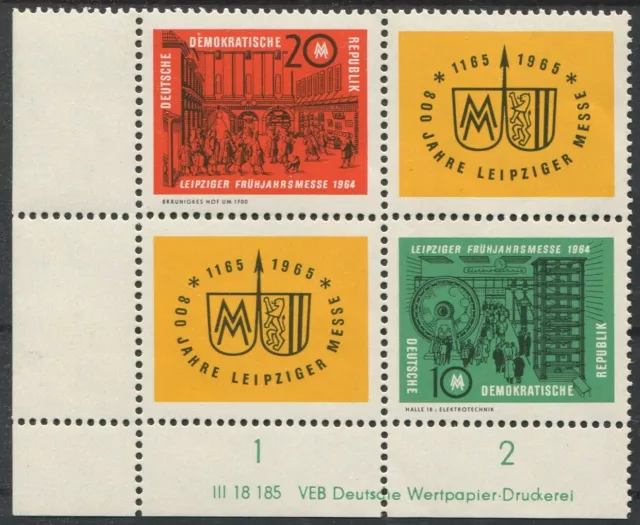 DDR VB 1012 - 1013 mit W Zd 122 DV Viererblock sauber postfrisch Messe Leipzig