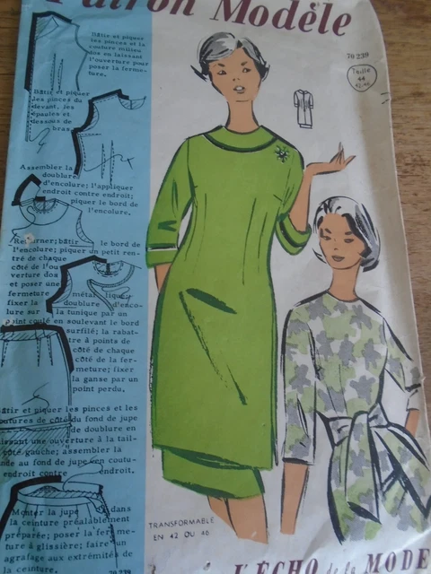 Patron De Couture Vintage Echo De La Mode 1960 - Taille 44 - Modèle Chic Rétro - Occasion