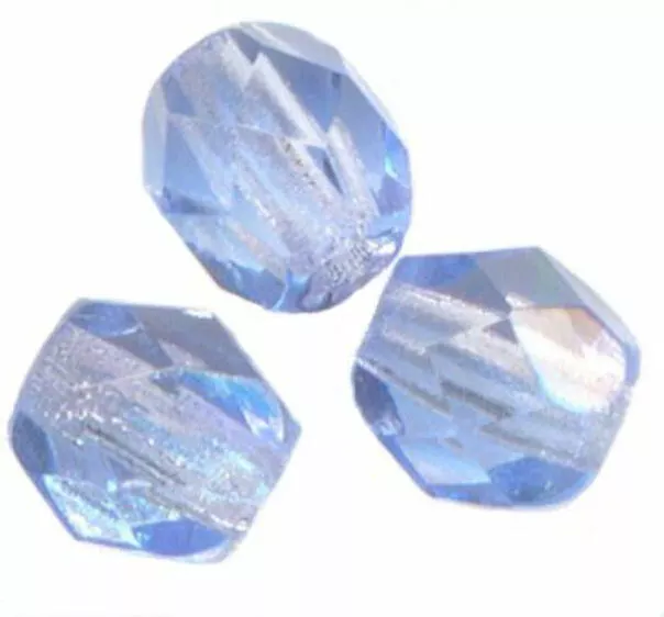 100 PERLES FACETTES DE BOHEME  3 mm LIGHT SAPPHIRE AB port gratuit