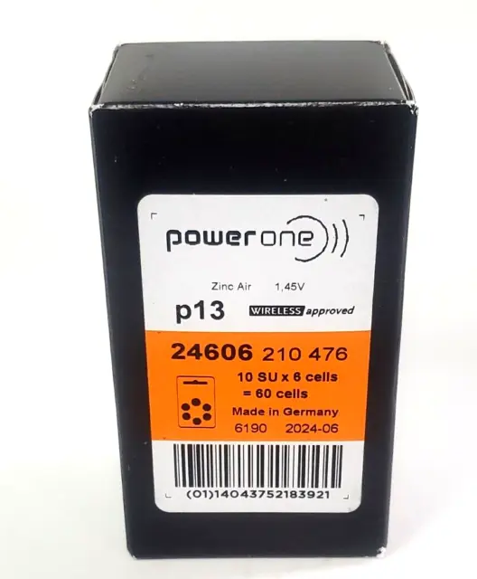 Audífono PowerOne PR48/P13 1,4 V baterías 10 nuevos/sellados 6 paquetes