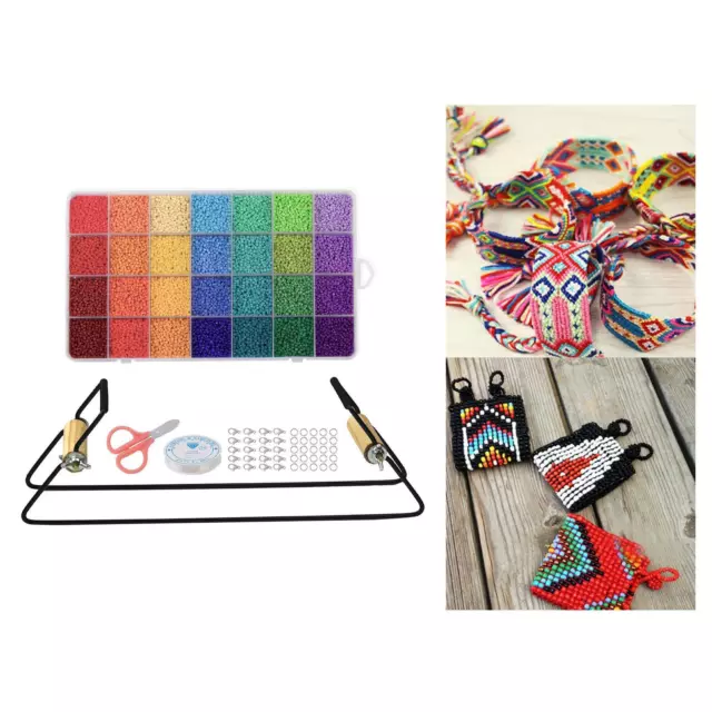Telar de perlas metálicas, dobladores abiertos, tijeras, cuerda elástica, 28 colores,