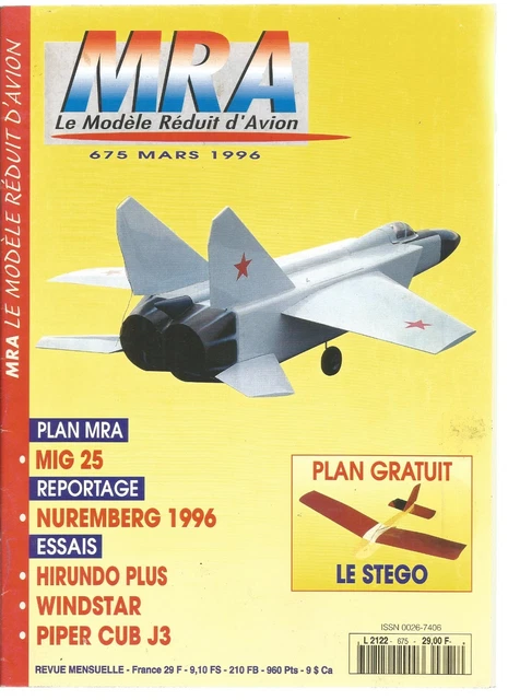 Mra N°675 Plan: ""Stego"" Mini Glider R/C / Hirundo Plus / Windstar / Piper Cub