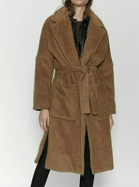Zara faux 2025 fur wrap coat