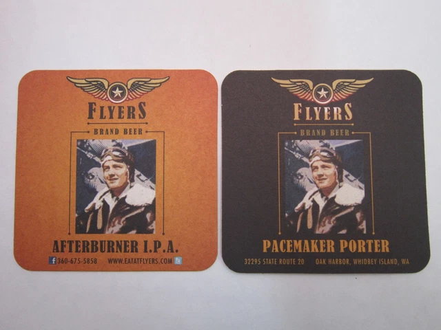 Beer Coaster: Flyers Brewery Afterburner IPA & Porter ~*~ Oak Harbor, WASHINGTON