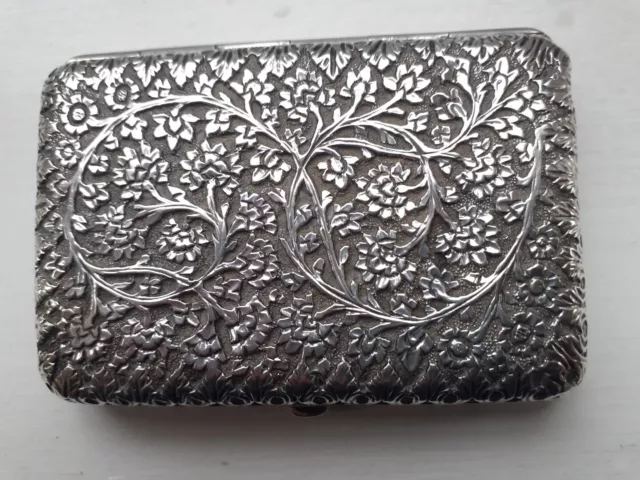 Antique Indian India solid silver card cigarette case box Kutch Lucknow, 1880s