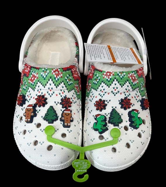 Crocs Classic Lined Holiday Christmas Charm Clogs White Women’s Size 7 - Men 5 Crocs Classic Lined Holiday Christmas Charm Clogs White Women’s Size 7 - Men 5