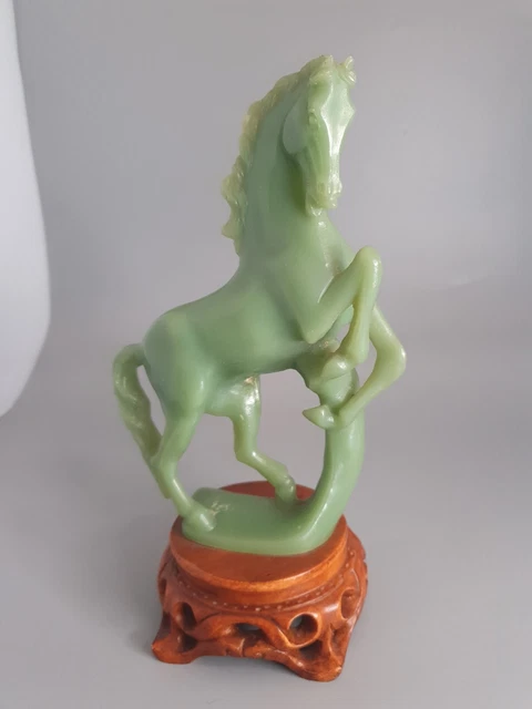 Vintage Japanese Chinese Oriental Resin Figurine of a Horse on a stand 2