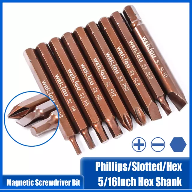 S2 Impact Drill Driver Phillips/Slotted/Hex Screwdriver Holder Bits 5/16" Shank