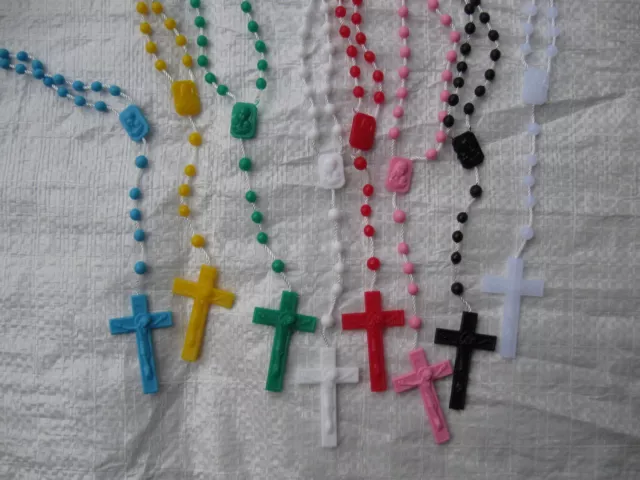 16 St. Nylon-Rosenkränze sortiert Rosenkranz Plastik Kunststoff Rosary, Rosario