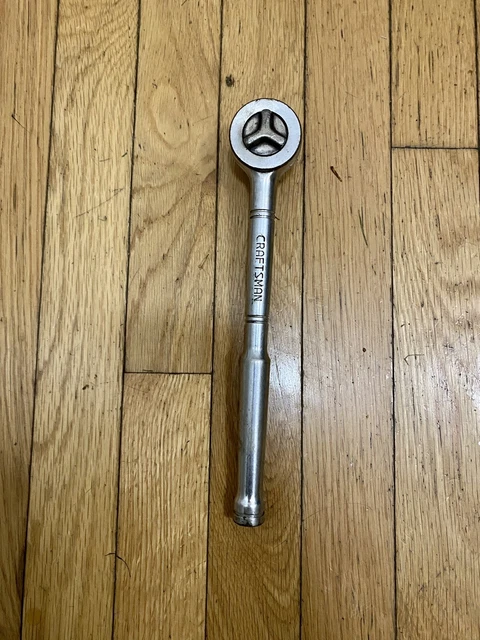 Vintage Craftsman Made in USA 1/2" Drive Thumb Wheel Ratchet 9-43797  10" Long.