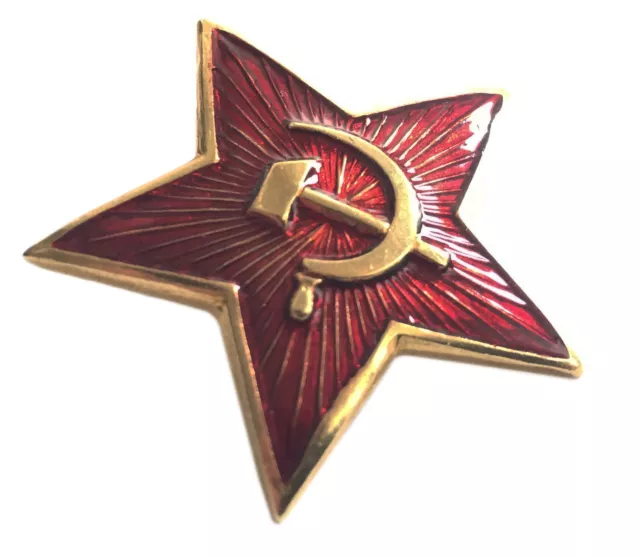 Soviet USSR Russian Army Military Big Red Star Ushanka Hat Cap Beret Metal Badge