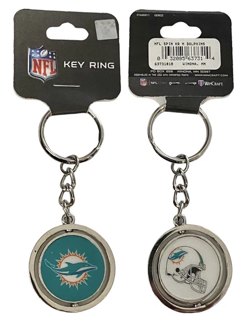 Miami Dolphins NFL American Football Helmet 2 Sided Spinner Keyring Keychain