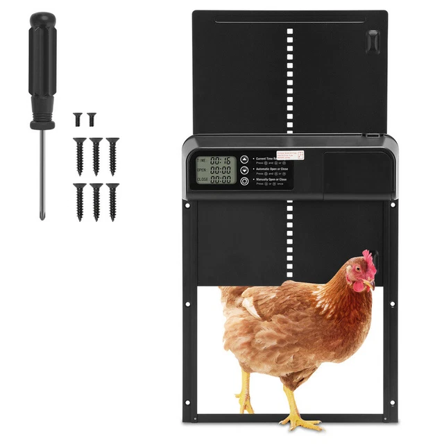 Produktbild von Wakects Automatische Hühnertür – 3-in-1, Lichtsensor, Timer & Fernbedienung, Für Hühner Und Enten, Aluminium & Blech, Braun