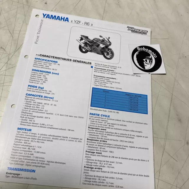 Yamaha YZF-R6 600 1999 - Fiche moto